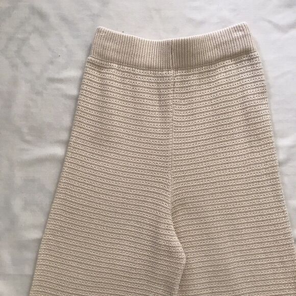 Sincerely Jules Neutral Cream 100% Cotton Textured Cotton Wide Leg Pants - XS - Picture 3 of 6
